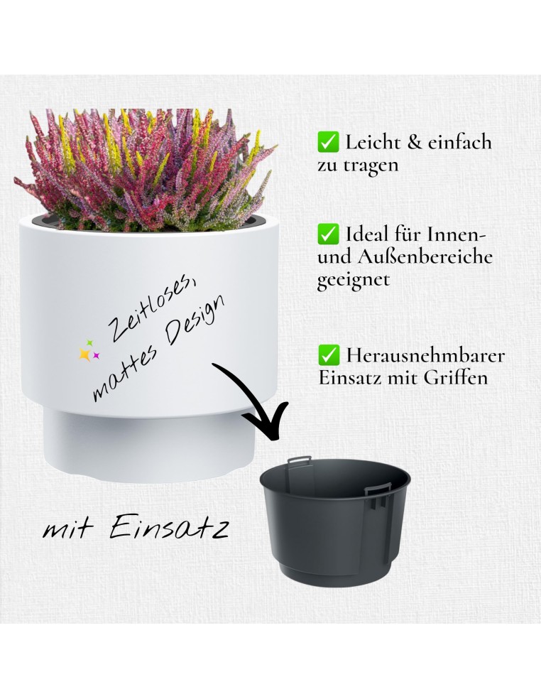 Pot de fleurs rond Ø30 × 28 cm mat, 17 L – Blanc | Töpferkönig