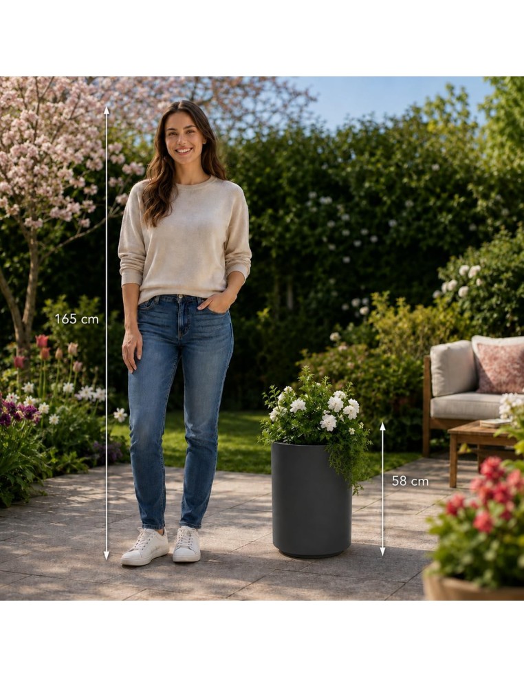 Pot haut rond Ø39 × 58 cm mat, 65 L – Anthracite | Töpferkönig