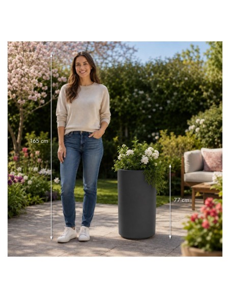 Blumenkübel rund hoch Ø47 × 76 cm Matt, 125 L – Anthrazit | Töpferkönig