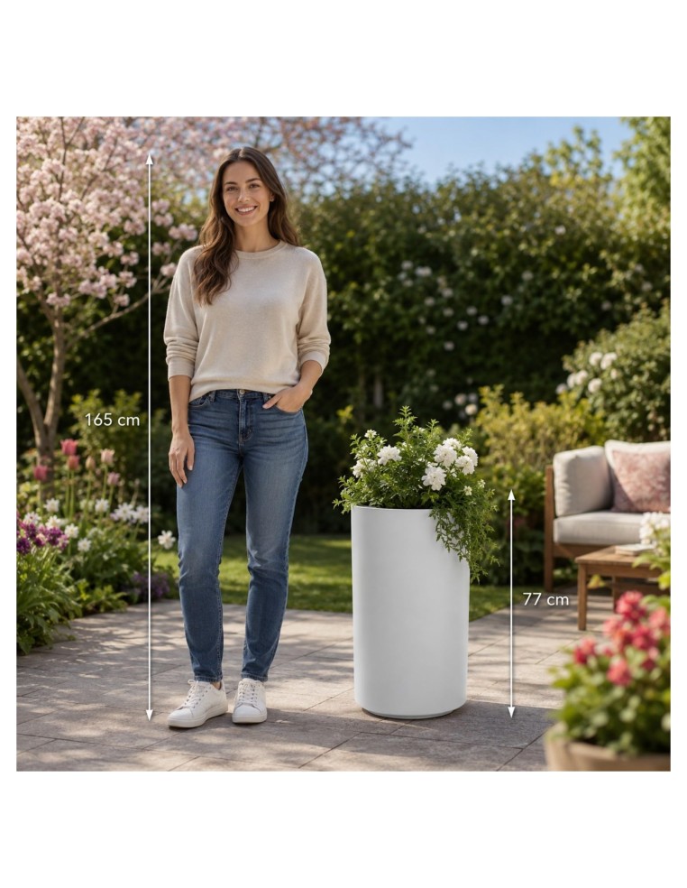 Plantenbak rond hoog Ø47 × 76 cm mat, 125 L – Wit | Töpferkönig