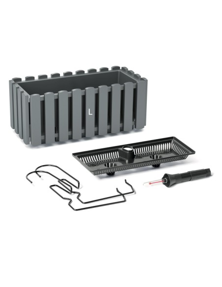 Cassetta da balcone L 38 × 18 × 16 cm con sistema di irrigazione, 5,7 L – Grigio | Töpferkönig