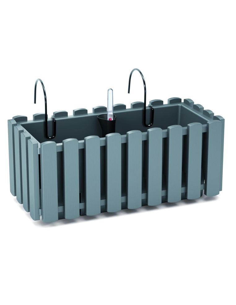 Balkonbak L 38 × 18 × 16 cm met bewateringssysteem, 5,7 L – Grijs | Töpferkönig
