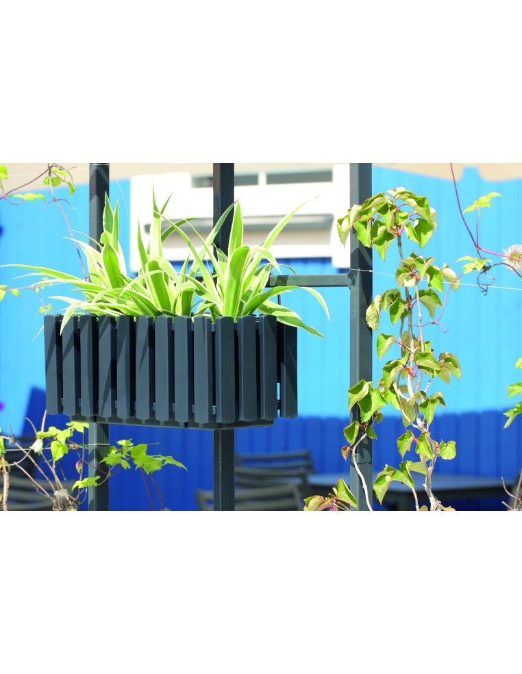Balkonbak L 38 × 18 × 16 cm met bewateringssysteem, 5,7 L – Antraciet | Töpferkönig