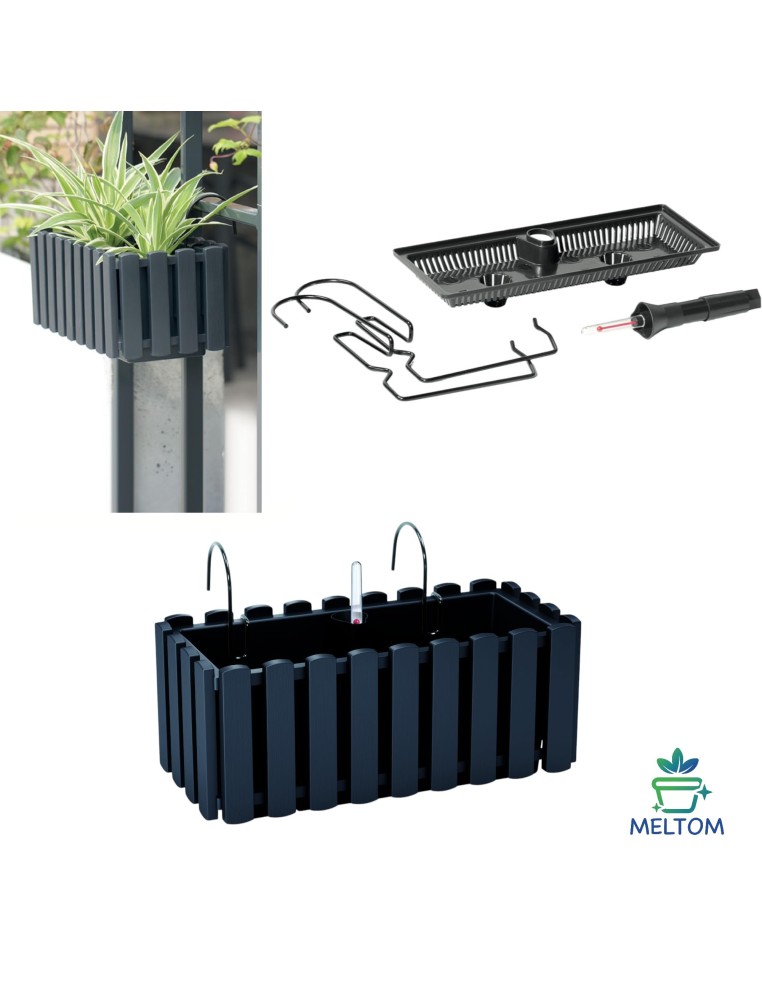 Cassetta da balcone L 38 × 18 × 16 cm con sistema di irrigazione, 5,7 L – Antracite | Töpferkönig