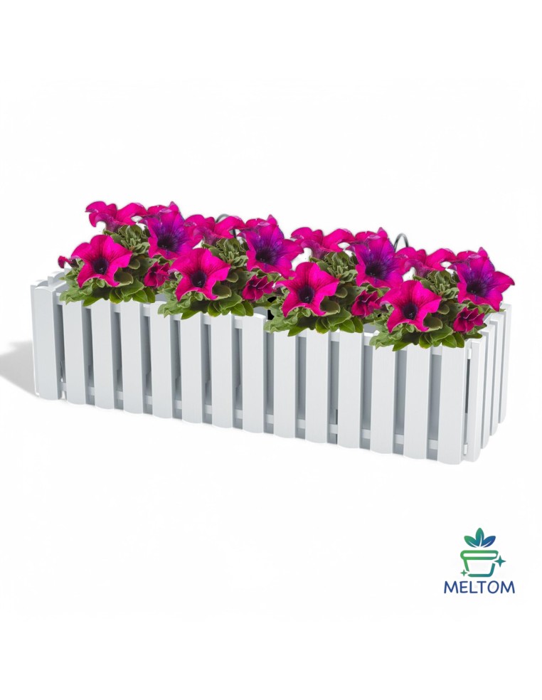 Cassetta da balcone XL 58 × 18 × 16 cm con sistema di irrigazione, 5,7 L – Bianco | Töpferkönig