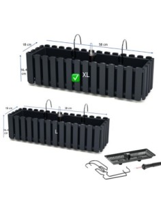 Jardinière de balcon XL 58 × 18 × 16 cm avec système d'arrosage, 5,7 L – Anthracite | Töpferkönig 2