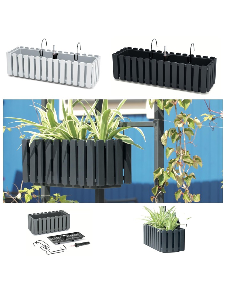 Cassetta da balcone XL 58 × 18 × 16 cm con sistema di irrigazione, 5,7 L – Antracite | Töpferkönig