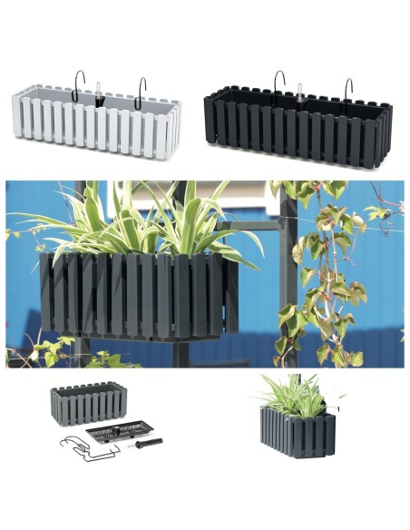 Jardinière de balcon XL 58 × 18 × 16 cm avec système d'arrosage, 5,7 L – Anthracite | Töpferkönig