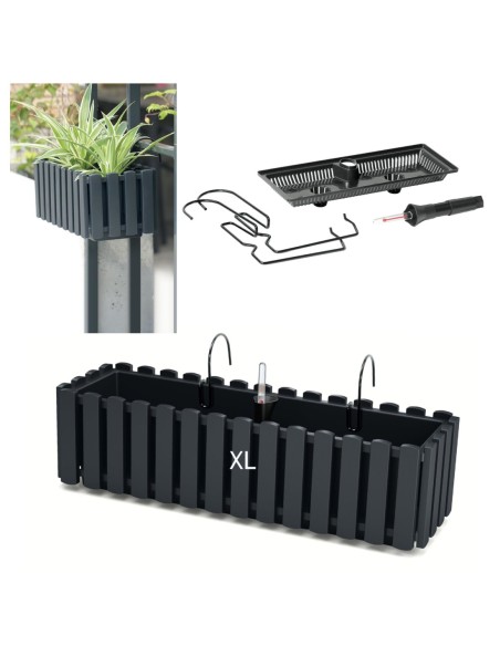 Blumenkasten XL 58 × 18 × 16 cm mit Bewässerungssystem, 5,7 L – Anthrazit | Töpferkönig