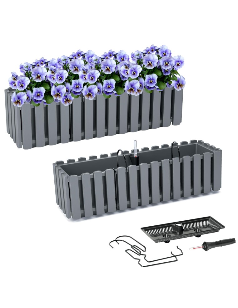 Cassetta da balcone XL 58 × 18 × 16 cm con sistema di irrigazione, 5,7 L – Grigio | Töpferkönig