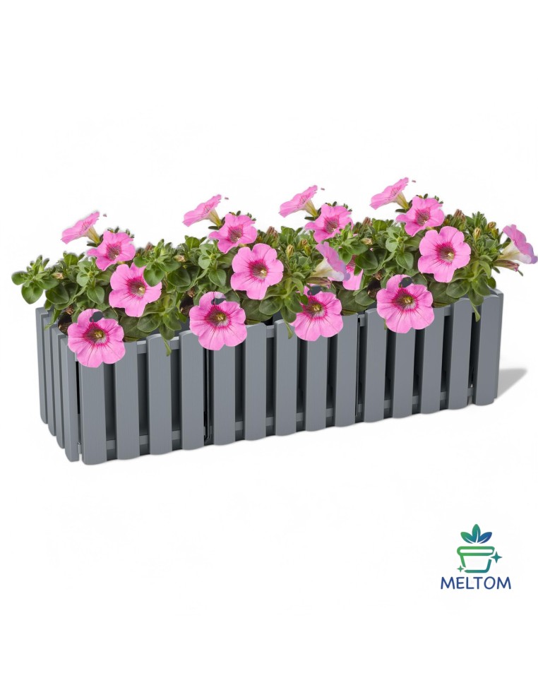 Blumenkasten XL 58 × 18 × 16 cm mit Bewässerungssystem, 5,7 L – Grau | Töpferkönig