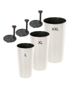 Blumenkübel-Set rund 3-teilig hoch Ø25 × 47 + Ø29 × 57 + Ø40 × 75 cm Hochglanz mit Bewässerungssystem – Creme | Töpferkönig