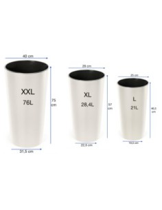 Blumenkübel-Set rund 3-teilig hoch Ø25 × 47 + Ø29 × 57 + Ø40 × 75 cm Hochglanz mit Bewässerungssystem – Creme | Töpferkönig 2