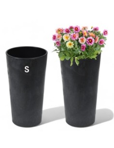 Macetero redondo S alto Ø14 × 26 cm efecto hormigón, 2,9 L – Negro hormigón | Töpferkönig