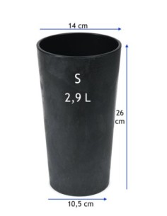 Macetero redondo S alto Ø14 × 26 cm efecto hormigón, 2,9 L – Negro hormigón | Töpferkönig 2