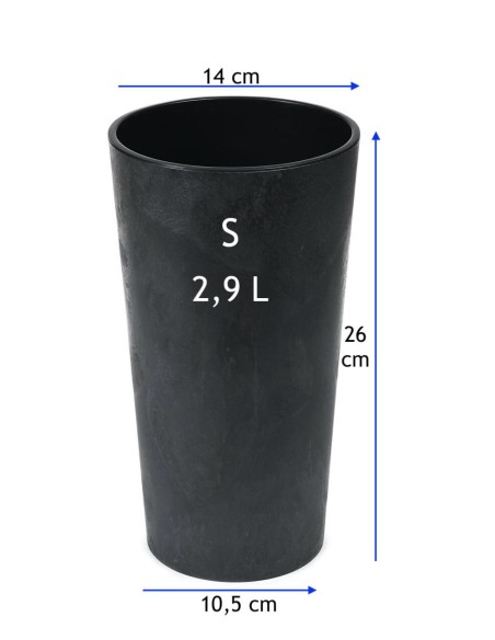 Pot haut rond S Ø14 × 26 cm aspect béton, 2,9 L – Béton noir | Töpferkönig