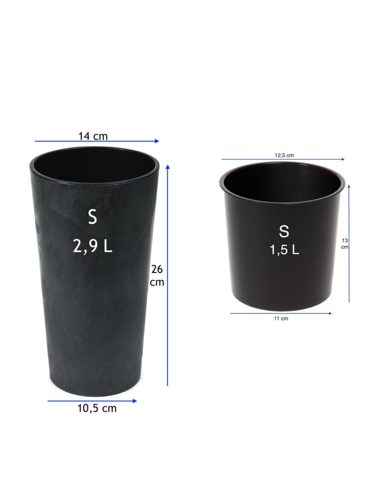 Pot haut rond S Ø14 × 26 cm aspect béton, 2,9 L – Béton noir | Töpferkönig