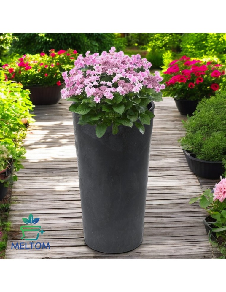 Pot haut rond S Ø14 × 26 cm aspect béton, 2,9 L – Béton noir | Töpferkönig