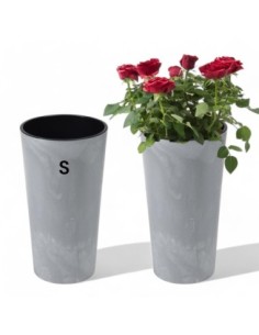 Plantenbak rond S hoog Ø14 × 26 cm betonlook, 2,9 L – Betongrijs | Töpferkönig