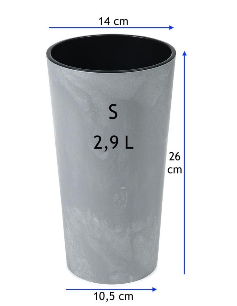Blumenkübel rund S hoch Ø14 × 26 cm Beton-Optik, 2,9 L – Beton Grau | Töpferkönig