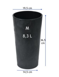 Macetero redondo M alto Ø20 × 37 cm efecto hormigón, 8,3 L – Negro hormigón | Töpferkönig 2