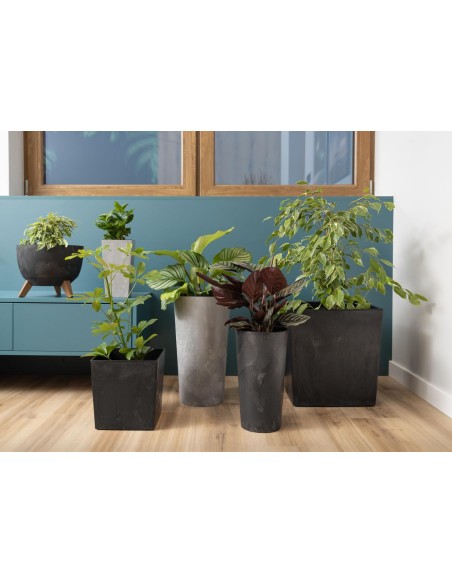 Macetero redondo M alto Ø20 × 37 cm efecto hormigón, 8,3 L – Negro hormigón | Töpferkönig