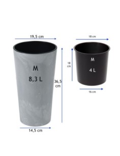 Macetero redondo M alto Ø20 × 37 cm efecto hormigón, 8,3 L – Gris hormigón | Töpferkönig 2