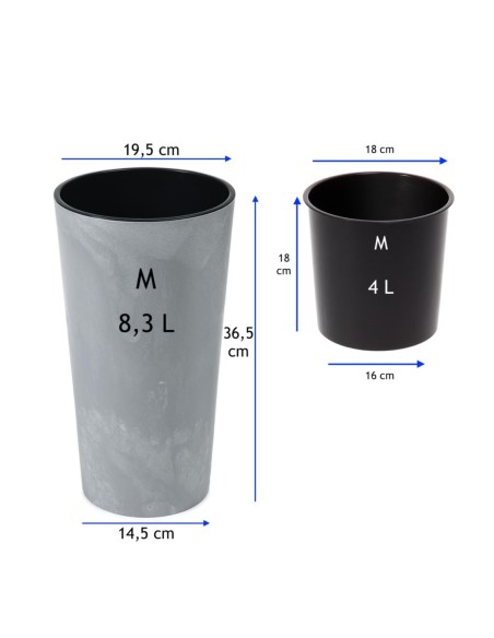 Fioriera rotonda M alta Ø20 × 37 cm effetto cemento, 8,3 L – Grigio cemento | Töpferkönig