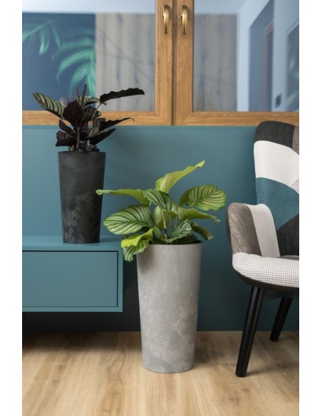 Blumenkübel rund M hoch Ø20 × 37 cm Beton-Optik, 8,3 L – Beton Grau | Töpferkönig