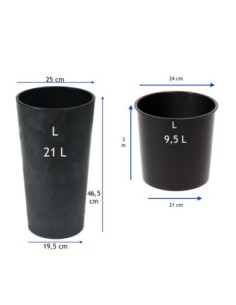 Pot haut rond L Ø25 × 47 cm aspect béton avec système d'arrosage, 21 L – Béton noir | Töpferkönig 2