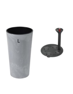 Blumenkübel rund L hoch Ø25 × 47 cm Beton-Optik mit Bewässerungssystem, 21 L – Beton Grau | Töpferkönig