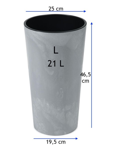 Plantenbak rond L hoog Ø25 × 47 cm betonlook, 21 L – Betongrijs | Töpferkönig