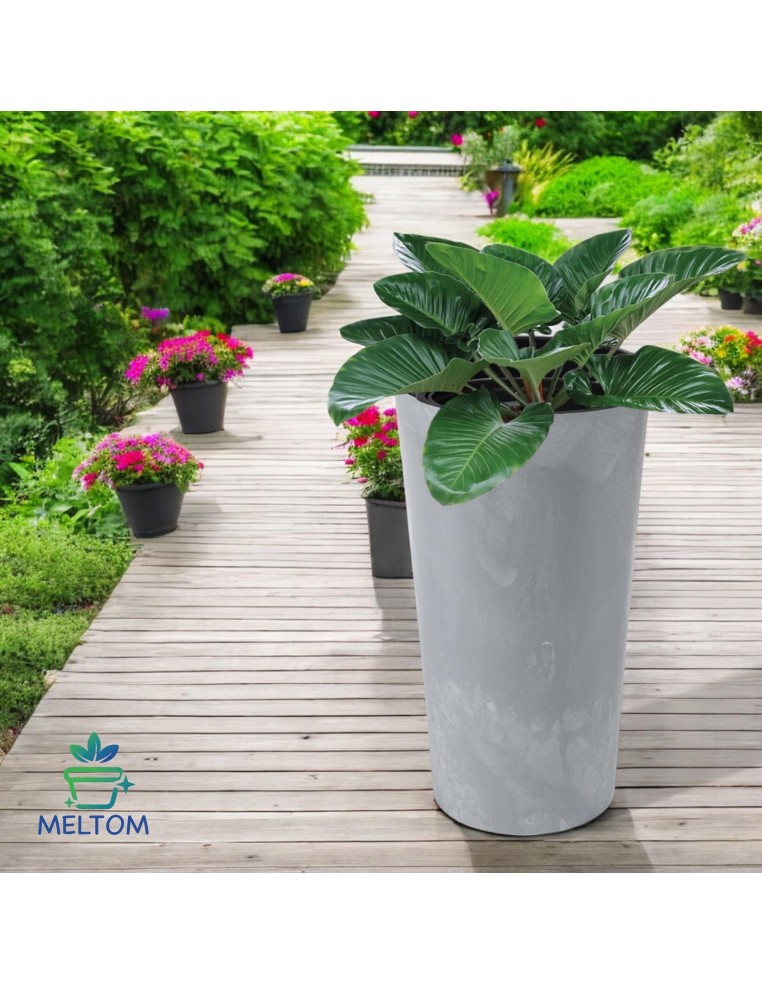 Pot haut rond L Ø25 × 47 cm aspect béton, 21 L – Béton gris | Töpferkönig