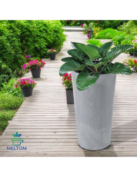 Pot haut rond L Ø25 × 47 cm aspect béton, 21 L – Béton gris | Töpferkönig