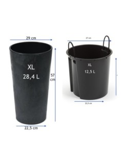 Macetero redondo XL alto Ø29 × 57 cm efecto hormigón con sistema de riego, 28,4 L – Negro hormigón | Töpferkönig 2