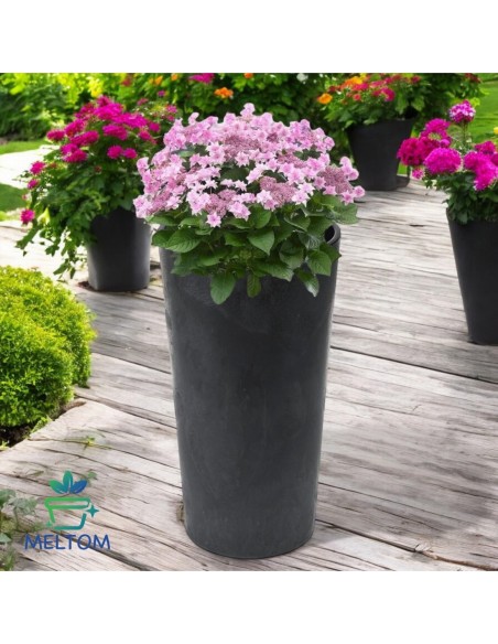 Fioriera rotonda XL alta Ø29 × 57 cm effetto cemento, 28,4 L – Nero cemento | Töpferkönig