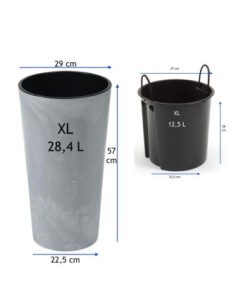 Plantenbak rond XL hoog Ø29 × 57 cm betonlook, 28,4 L – Betongrijs | Töpferkönig 2