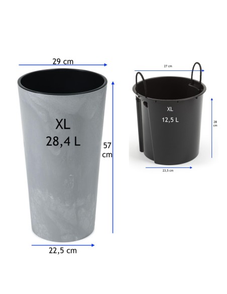 Macetero redondo XL alto Ø29 × 57 cm efecto hormigón, 28,4 L – Gris hormigón | Töpferkönig