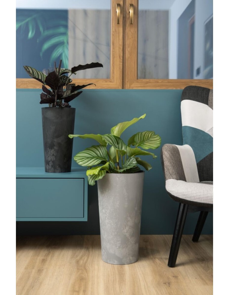 Macetero redondo XL alto Ø29 × 57 cm efecto hormigón, 28,4 L – Gris hormigón | Töpferkönig