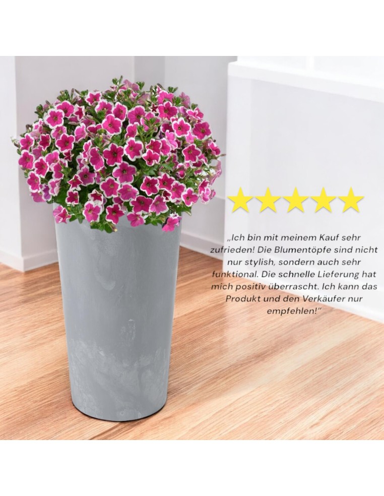 Macetero redondo XXL alto Ø40 × 75 cm efecto hormigón, 76 L – Gris hormigón | Töpferkönig