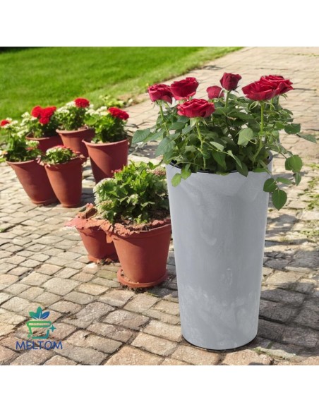 Blumenkübel rund XXL hoch Ø40 × 75 cm Beton-Optik, 76 L – Beton Grau | Töpferkönig