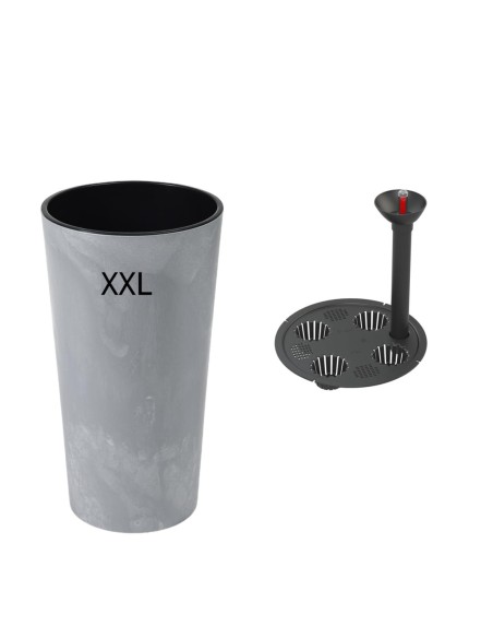 Fioriera rotonda XXL alta Ø40 × 75 cm effetto cemento con sistema di irrigazione, 76 L – Grigio cemento | Töpferkönig