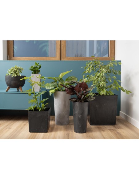 Fioriera rotonda XXL alta Ø40 × 75 cm effetto cemento con sistema di irrigazione, 76 L – Grigio cemento | Töpferkönig