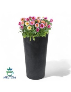 Blumenkübel rund XXL hoch Ø40 × 75 cm Beton-Optik, 76 L – Beton Schwarz | Töpferkönig 2
