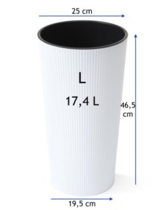 Macetero redondo L alto Ø25 × 47 cm mate, 21 L – Blanco | Töpferkönig 2