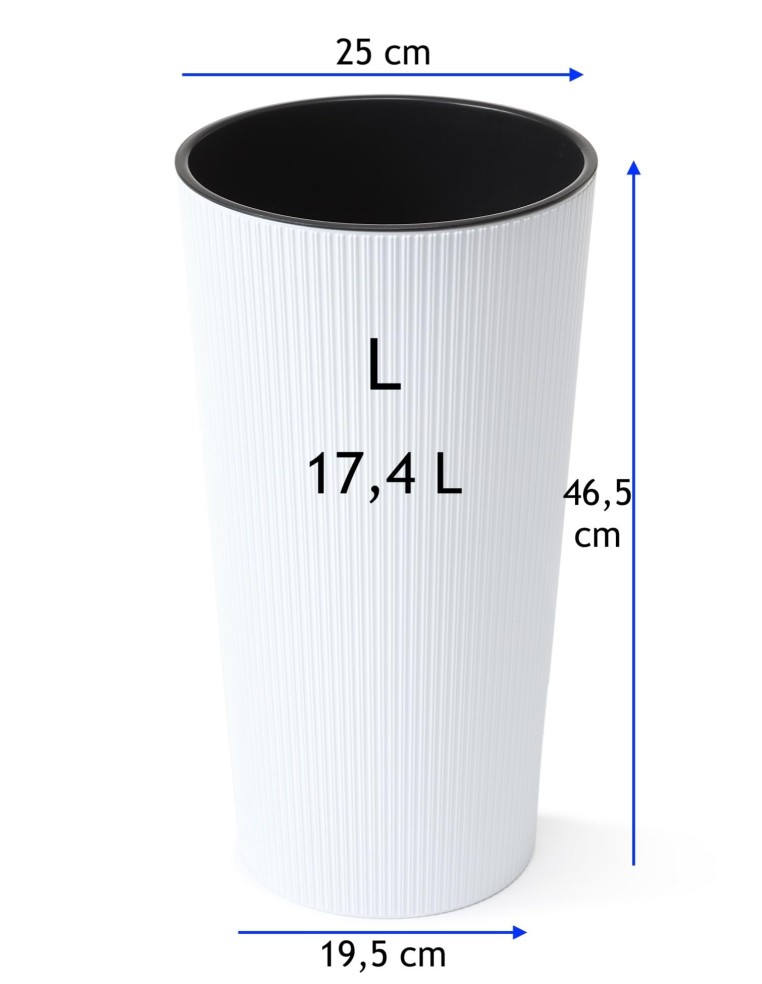 Blumenkübel rund L hoch Ø25 × 47 cm Matt, 21 L – Weiß | Töpferkönig