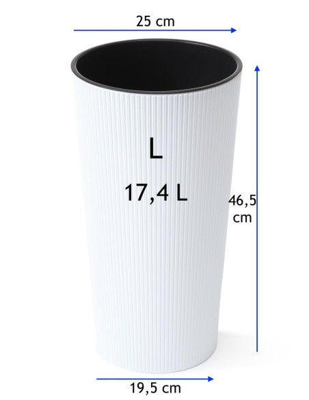 Pot haut rond L Ø25 × 47 cm mat, 21 L – Blanc | Töpferkönig