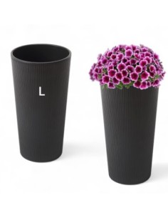 Plantenbak rond L hoog Ø25 × 47 cm mat, 21 L – Zwart | Töpferkönig
