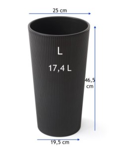 Fioriera rotonda L alta Ø25 × 47 cm opaca, 21 L – Nero | Töpferkönig 2