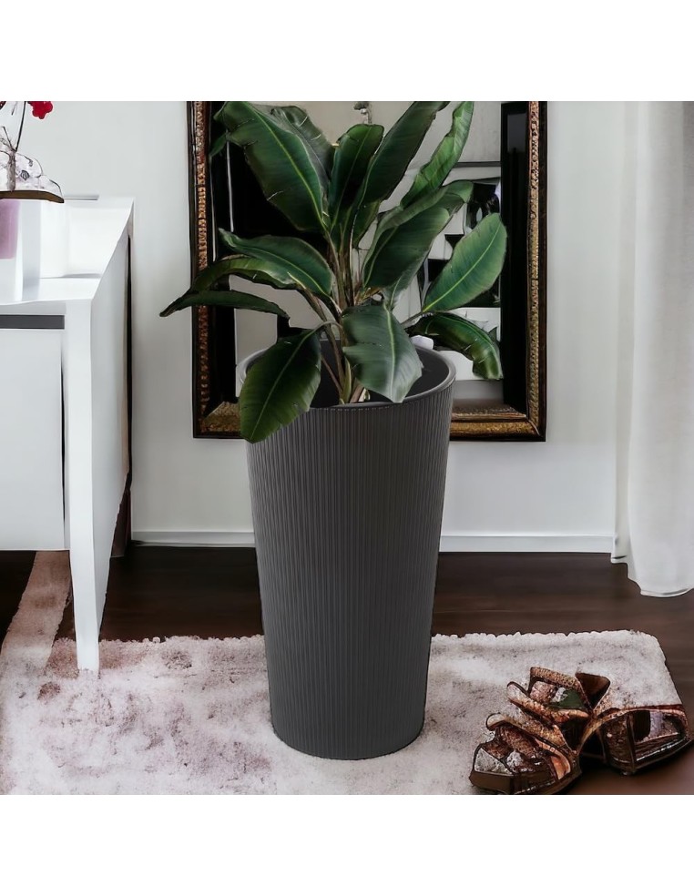 Fioriera rotonda L alta Ø25 × 47 cm opaca, 21 L – Nero | Töpferkönig